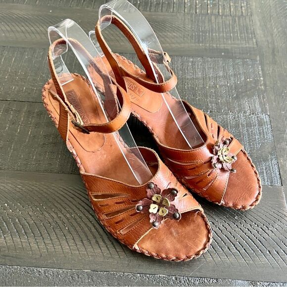 Pikolinos Brown Slingback Leather Heeled Sandals European Style Size 39 / 8.5 - Picture 1 of 10